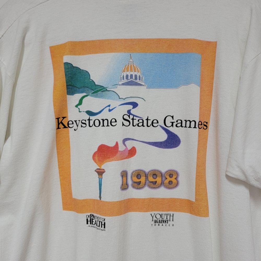 '98 Vintage Keystone State Games White Graphic Tee Sh… Gem